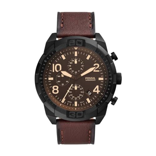 Fossil Bronson Uhr für Herren, Chronographenwerk mit Leder- oder Edelstahlarmband, Braun, 50MM von FOSSIL