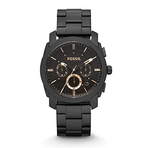 Fossil Machine uhr für Herren, Chronographenwerk mit Edelstahl- oder Lederarmband, Schwarz und Roségoldton, 42MM von Fossil