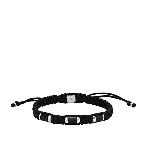 Fossil Herren-Edelstahl-Perlenarmband mit Schieberverschluss, Obsidianschwarz von Fossil