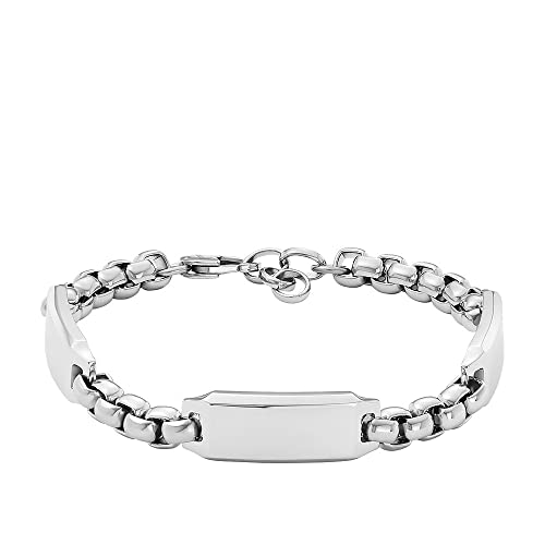Fossil Drew Herrenarmband aus Edelstahl mit Karabinerverschluss, Metallisches Silber von Fossil