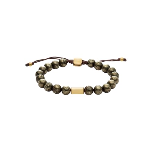 Fossil Herren-Edelstahl-Perlenarmband mit Schieberverschluss, Schimmerndes Gold von FOSSIL