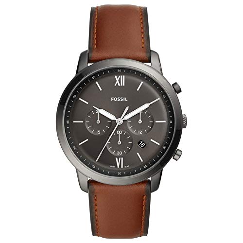 Fossil Neutra uhr für Herren, Chronographenwerk mit Edelstahl- oder Lederarmband, Braun und Dunkelgrau, 44MM von Fossil