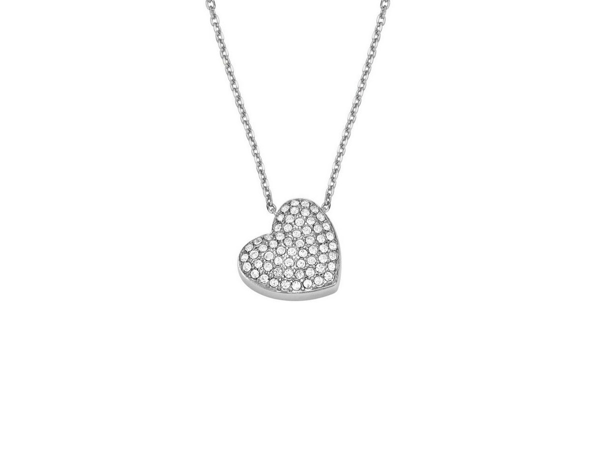 Fossil Kette mit Anhänger Halskette-Anhänger Damen Sadie Glitz Herz Edelstahl JF04674040 von Fossil
