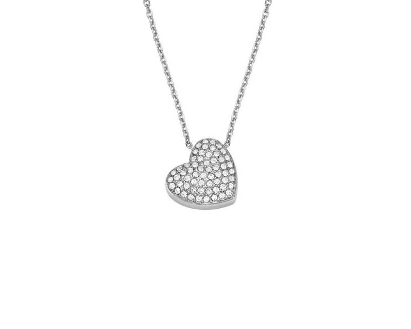 Fossil Kette mit Anhänger Halskette-Anhänger Damen Sadie Glitz Herz Edelstahl JF04674040 von Fossil