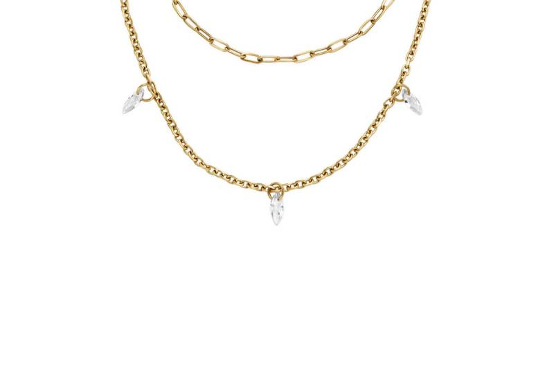 Fossil Kette mit Anhänger Schmuck Geschenk Edelstahl Halsschmuck ELLIS Layering, mit Zirkonia (synth) von Fossil