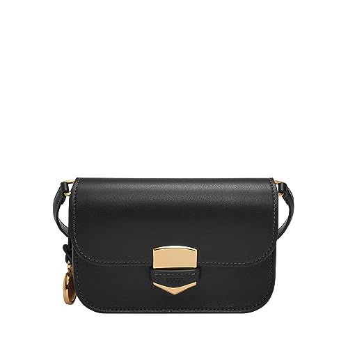 Fossil Lennox Damen Leder große oder kleine Klappe Crossbody Geldbörse Handtasche, Schwarz Small, Small von FOSSIL