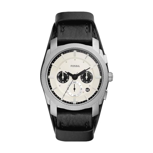 Fossil Machine uhr für Herren, Chronographenwerk mit Edelstahl- oder Lederarmband, Schwarz und Silberton, 42MM von Fossil