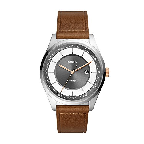 Fossil Men's 'Mathis' Quartz Stainless Steel and Leather Casual Watch, Color:Brown (Model: FS5421) von Fossil