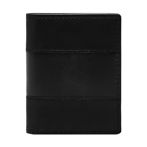 Fossil Geldbörse für Männer Everett, Leder/PVCBesatz Bifold schwarz L 7,6 cm, B 1,3 cm, H 9,5 cm ML4399001 von Fossil