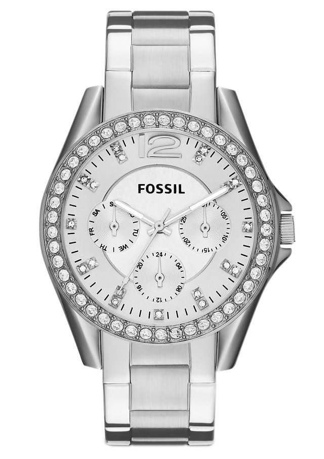 Fossil Multifunktionsuhr RILEY, ES3202, Quarzuhr, Armbanduhr, Damenuhr, Datum, 12/24-Stunden-Anzeige von Fossil