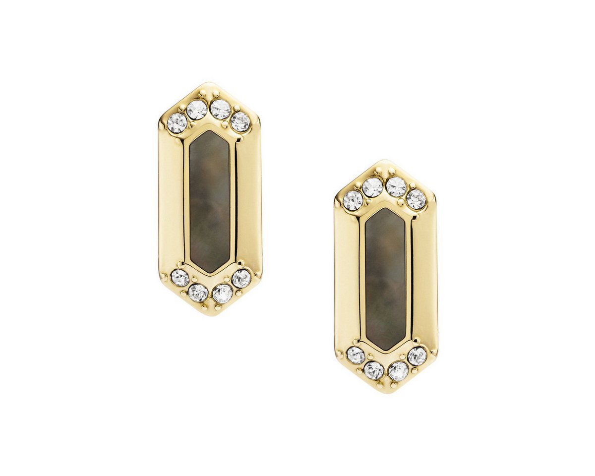Fossil Paar Ohrstecker JF03865710 Ohrstecker Damen Val Black and Gold Perlmutt Schwarz Edelst von Fossil