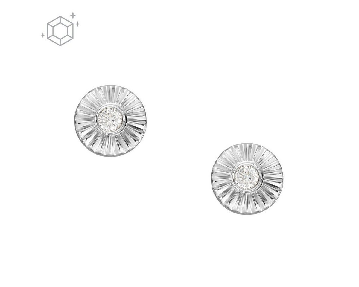 Fossil Paar Ohrstecker JFS00617040 Ohrstecker Damen Texture Circle Zirkonia Sterling-Silber von Fossil