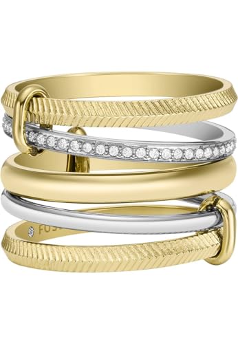 Fossil Prestack-Ring für Damen All Stacked Up Edelstahl Bicolor, JF045929985 von FOSSIL