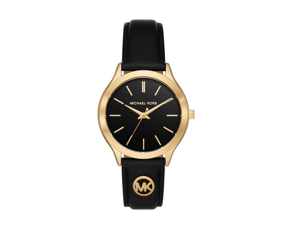 Fossil Quarzuhr Damen-Uhr Slim Runway Quarz Leder-Band Goldton MK7482 von Fossil