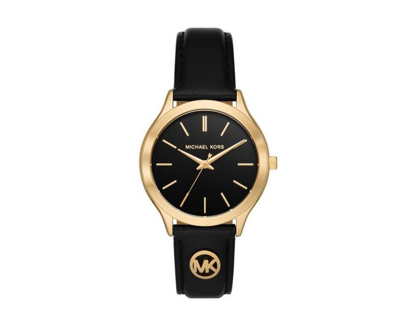 Fossil Quarzuhr Damen-Uhr Slim Runway Quarz Leder-Band Goldton MK7482 von Fossil