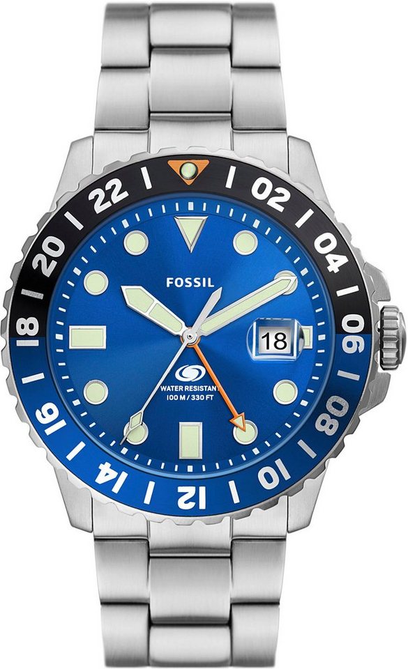 Fossil Quarzuhr FOSSIL BLUE GMT, FS5991, Armbanduhr, Herrenuhr, Datum, analog von Fossil