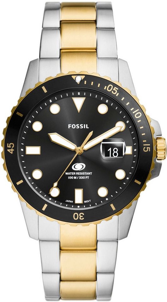 Fossil Quarzuhr FOSSIL BLUE FS6031, Armbanduhr, Herrenuhr, Datum, Edelstahlarmband, bis 10 bar wasserdicht von Fossil