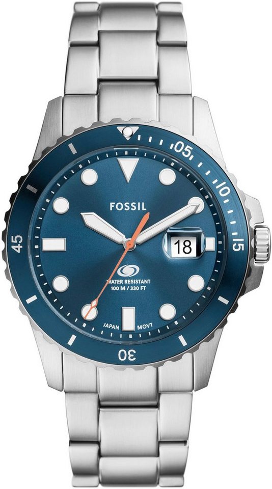 Fossil Quarzuhr FOSSIL BLUE FS6050, Armbanduhr, Herrenuhr, Datum, Edelstahlarmband, bis 10 bar wasserdicht von Fossil