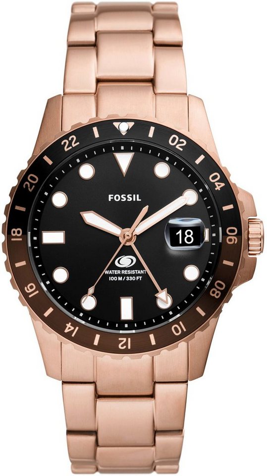 Fossil Quarzuhr FOSSIL BLUE GMT, FS6027, Armbanduhr, Herrenuhr, Datum, analog von Fossil
