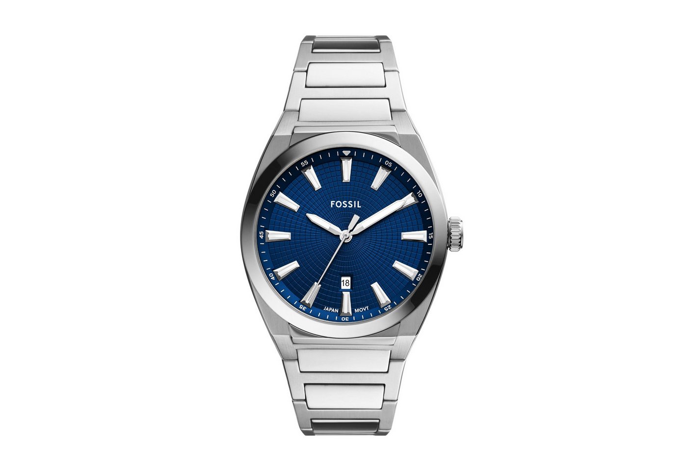Fossil Quarzuhr Herren-Uhr Everett Blau Analog Quarz Edelstahl-Armband FS5822 von Fossil