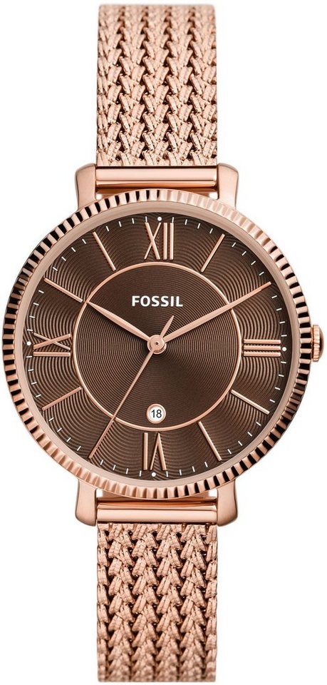 Fossil Quarzuhr JACQUELINE, ES5322, Armbanduhr, Damenuhr, Datum, analog von Fossil