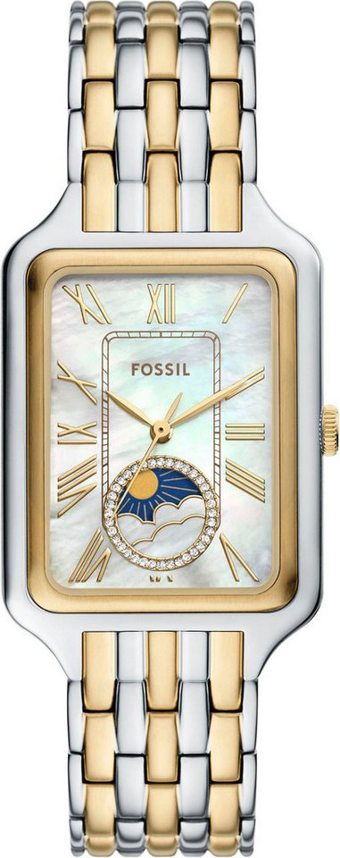 Fossil Quarzuhr RAQUEL MOONPHASE ES5399, Armbanduhr, Damenuhr, Edelstahlarmband, analog, Mondphase, Glassteine von Fossil