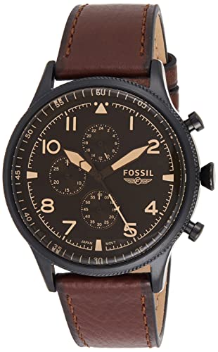 Fossil - Retro Pilot Collection, braune Farbe, Lederarmband für Herren FS5833 von FOSSIL
