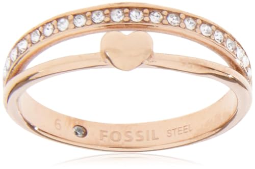 Fossil Ring Für Frauen Vintage Glitz, Länge: 21,5 X 20 X 6 Rose Gold Edelstahl Ring, JF03460791 von Fossil