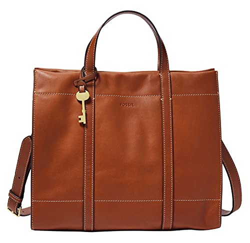 Fossil Tasche für Frauen Carmen, Leder/Polyurethan Trim Shopper Brandy 30,8 cm L x 12,1 cm B x 26,4 cm H ZB7938213 von Fossil