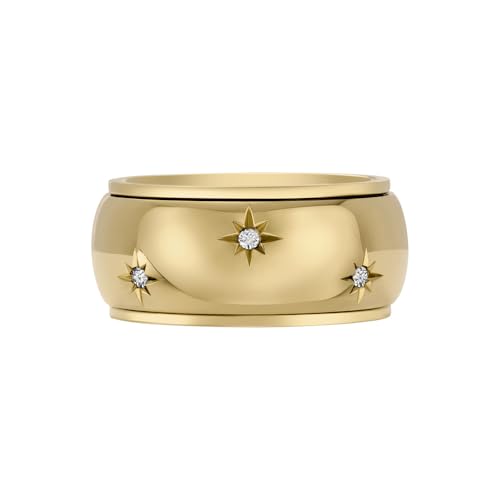 Fossil Damen-Edelstahlband Ringe, 9, Mattes Gold von FOSSIL