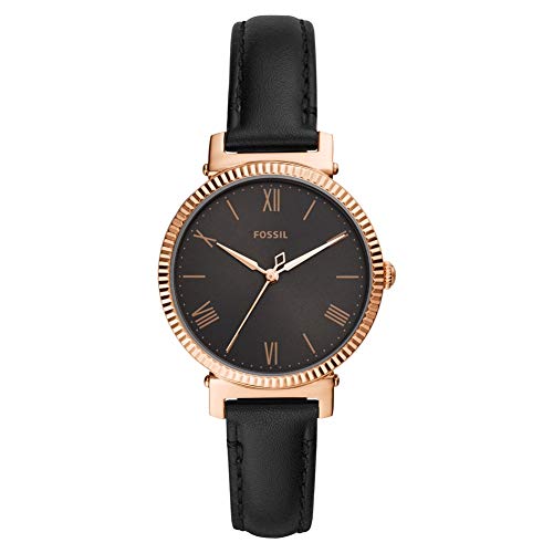 Fossil Uhr für Damen Daisy 3Zeiger, Quarzwerk, 34mm Rose Gold Edelstahlgehäuse mit Lederarmband, ES4793 von Fossil