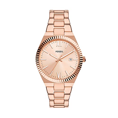 Fossil Uhr für Damen Scarlette, Quarzwerk, 38MM Rose Gold Edelstahlgehäuse mit einem Edelstahlarmband, ES5258 Fossil Uhr für Damen Scarlette, Quarzwerk, 38MM Rose Gold Edelstahlgehäuse mit einem Edelstahlarmband, ES5258 von Fossil