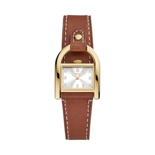 Fossil Uhr für Damen Harwell, Quarzwerk, 28MM GoldEdelstahlgehäuse mit Lederarmband, ES5264 von FOSSIL