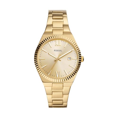 Fossil Scarlette Watch für Damen, 38mm Quarz-Dreizeiger-Datumswerk mit Edelstahlarmband von FOSSIL