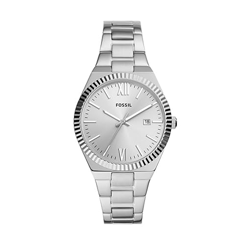 Fossil Scarlette Watch für Damen, 38mm Quarz-Dreizeiger-Datumswerk mit Edelstahlarmband von Fossil