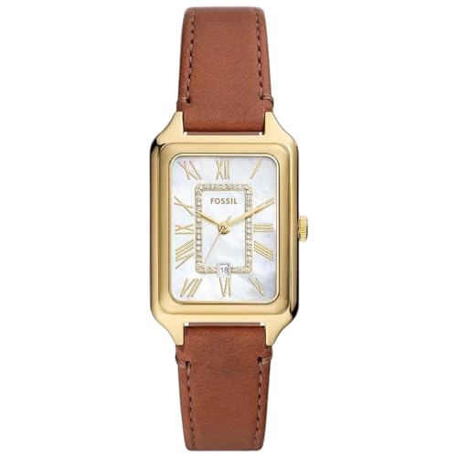 Fossil Damenuhr Raquel quarz/3 Zeiger datum Uhrwerk 26mm Gehäusegröße mit einem litehide™ Lederarmband ES5307 von Fossil