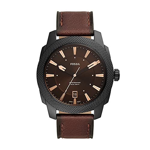 Fossil Machine uhr für Herren, Quarzwerk mit Edelstahl- oder Lederarmband, Braun und Schwarz, 49MM von Fossil