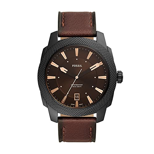 Fossil Machine uhr für Herren, Quarzwerk mit Edelstahl- oder Lederarmband, Braun und Schwarz, 49MM von FOSSIL