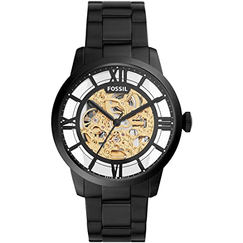 Fossil Townsman uhr für Herren, Automatikuhrwerk mit Edelstahl- oder Lederarmband, Schwarz, 44MM von Fossil