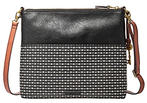 Fossil Tasche für Frauen Fiona, PVC/Polyurethan Trim Crossbody schwarz gestreift 30,18 cm L x 7 cm B x 25,1 cm H ZB7271080 von Fossil