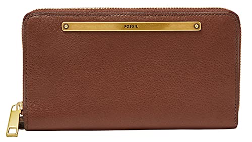 Fossil Brieftasche für Frauen Liza, Leder/Polyurethanbesatz Zip Clutch braun 19,5 cm L x 2,5 cm B x 11,4 cm H SL7878200 von Fossil