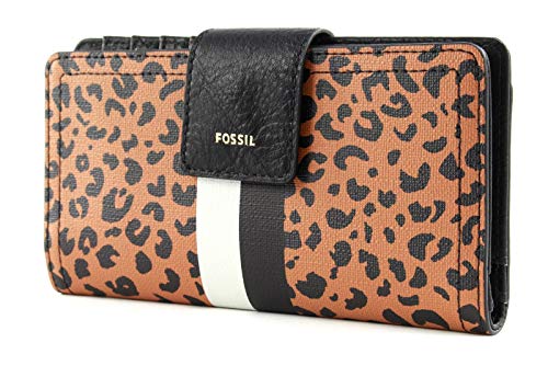 Fossil Brieftasche für Frauen Logan, 100% PVC/Polyurethan Trim Tab Clutch Cheetah Farbe 17,1 cm L x 1,9 cm B x 8,9 cm H SL6353989 von Fossil