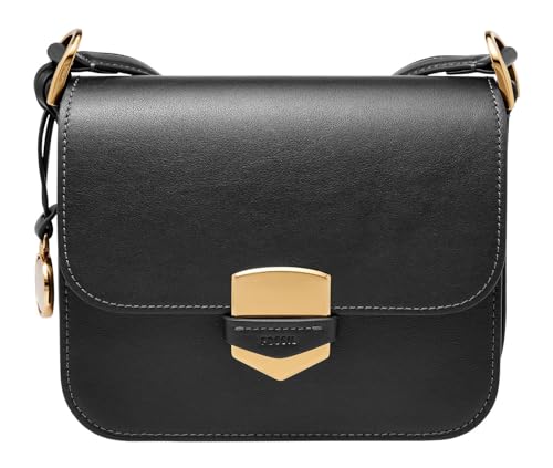 Fossil Damentasche Lennox, glattes Rindsleder Flap Crossbody, schwarz, L: 20,3 cm, B: 5,7 cm, H: 17,1 cm, ZB1924001 von Fossil