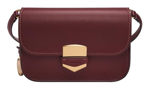 Fossil Damentasche Lennox, glattes Rindsleder Leder Small Flap Crossbody, rot, L: 17,8 cm, B: 4,4 cm, H: 12,7 cm, ZB1926243 von Fossil