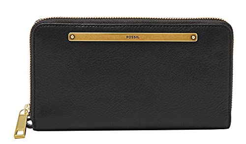 Fossil Geldbörse für Frauen Liza, Leder/Polyurethanbesatz Zip Clutch schwarz 19,5 cm L x 2,5 cm B x 11,4 cm H SL7878001 von Fossil