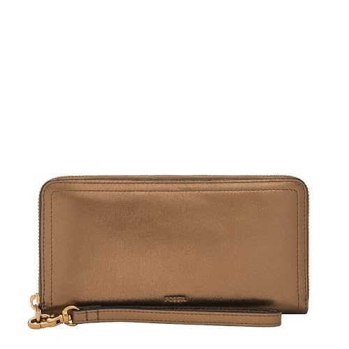 Fossil Zip Around Clutch für Damen Logan Metallicleder, SL10017711 von FOSSIL