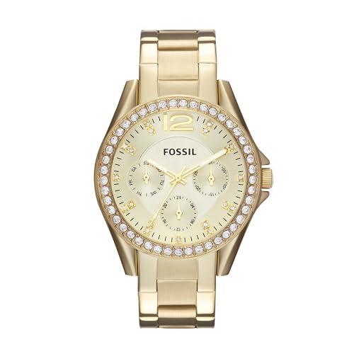 Fossil Riley Watch für Damen, Quarz-Chronographenwerk mit Edelstahl- oder Lederarmband von FOSSIL