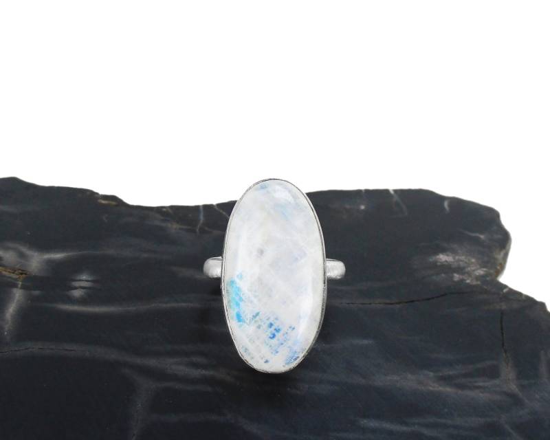 Großer Regenbogen Mondstein Ring in Sterling Silber von FossilPhilosophy