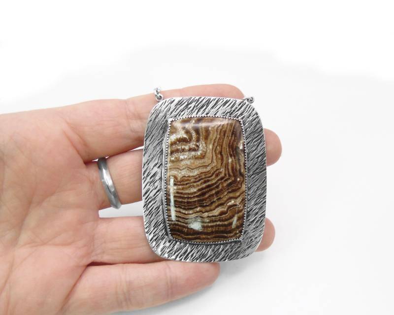 Versteinertes Holz Halskette in Solid Sterling Silber - Fossiler Schmuck Handgemachte Statement von FossilPhilosophy