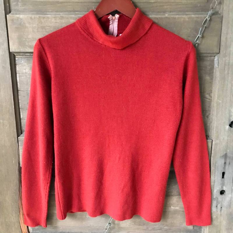 Vintage 50Er Rostbraun Weicher Acryl Rollkragen Pullover Größe Damen Medium von FossilizedFeather
